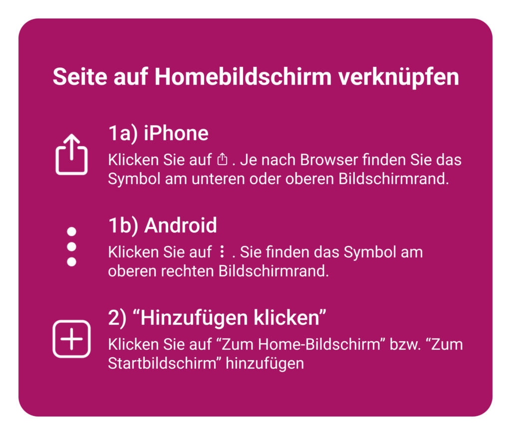 Informationen zum Ablegen der Smartphone-Seite auf dem Handy